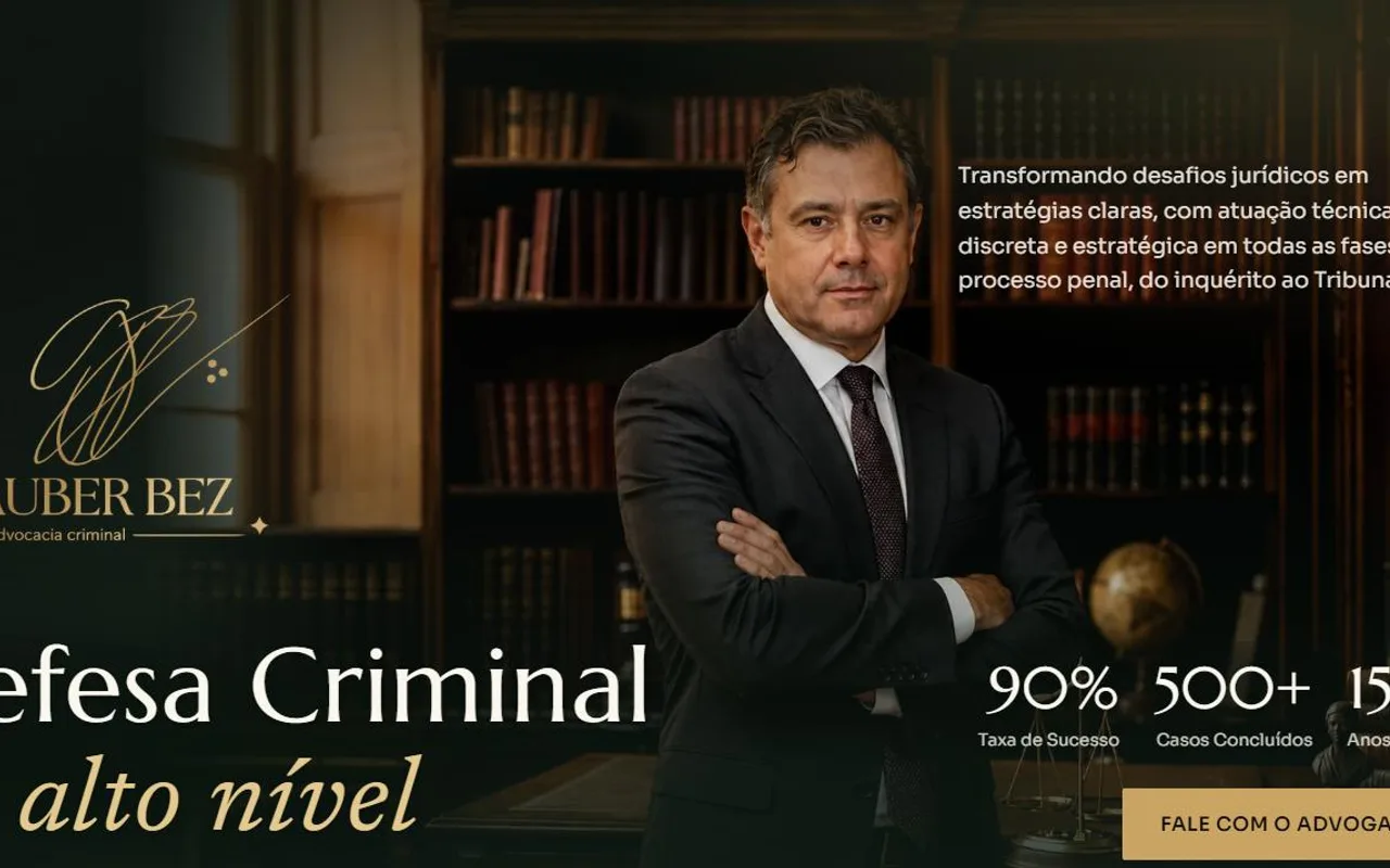 Captura de tela do site Advocacia Criminal Bez, advocacia criminal